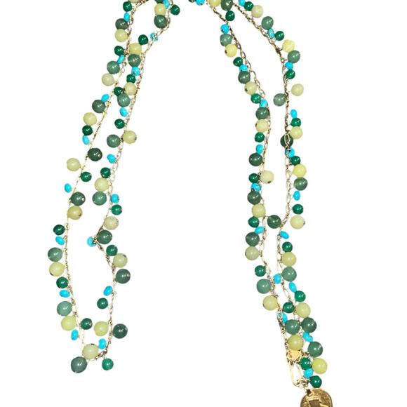 Vtg Stella & Dot Copa Necklace Semi precious Stones! Beachy vacation boho - Picture 11 of 11